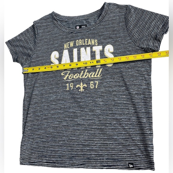 NFL Team Apparel New Orleans Saints Graphic Striped Tee Women’s Large Black Gold - Picture 7 of 9